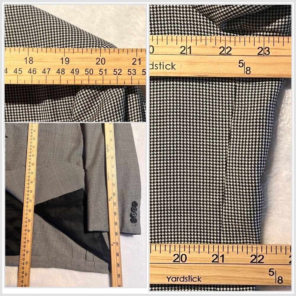Vtg Oxxford Micro-Houndstooth Super 100s Suit 44L 37x29 Black Ivory 1/4 Lined - Picture 15 of 16